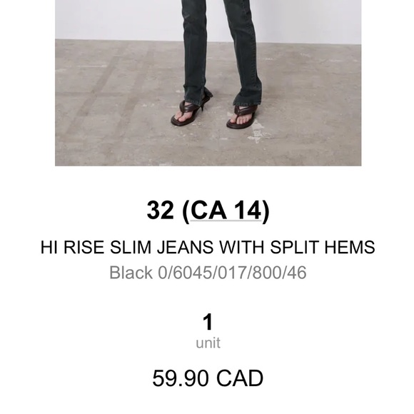 ZARA HI RISE SLIM JEANS WITH SPLIT HEMS - Picture 2 of 2